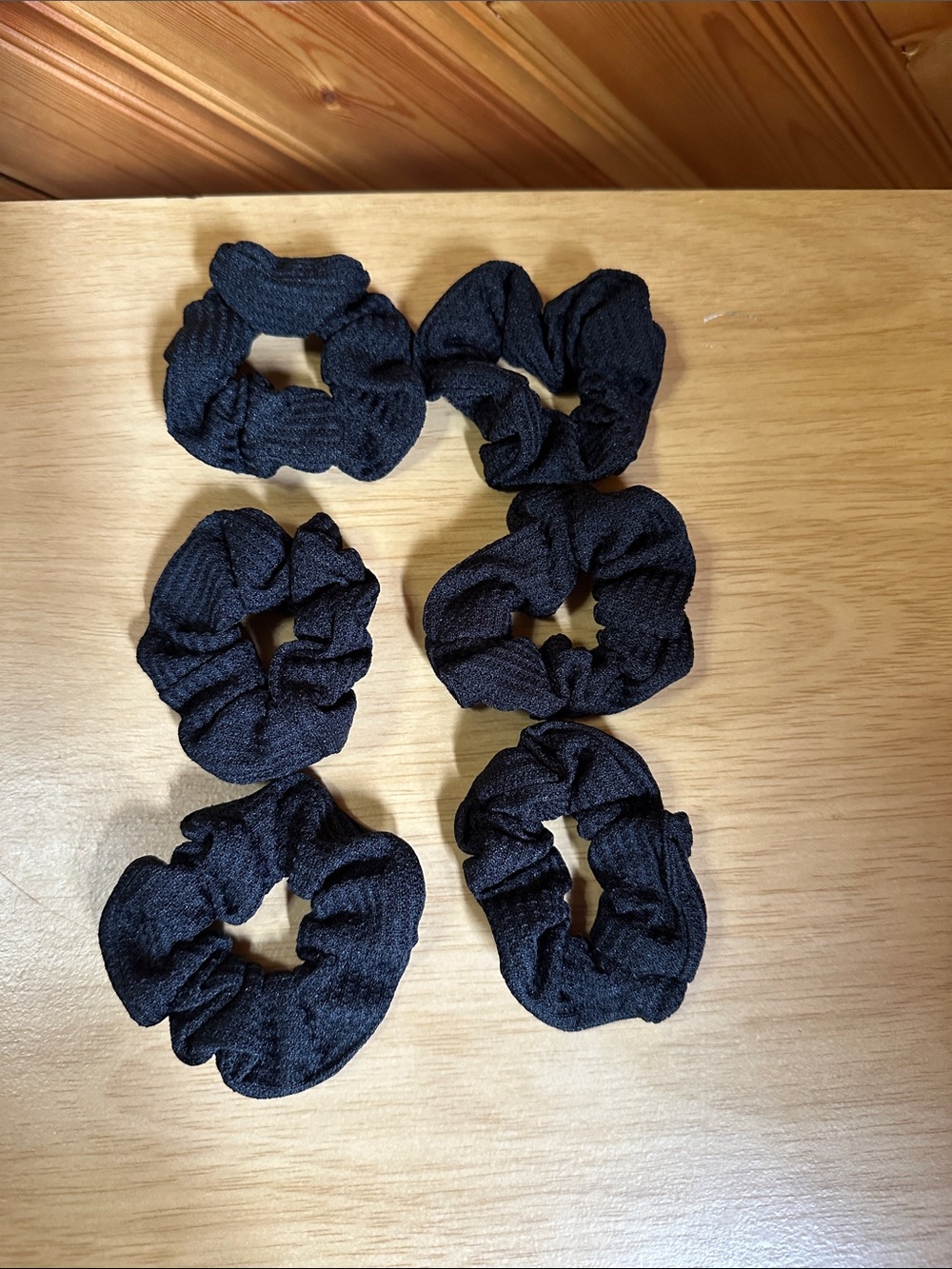 Assorted Black Soft Waffle Knit Hair Scrunchies